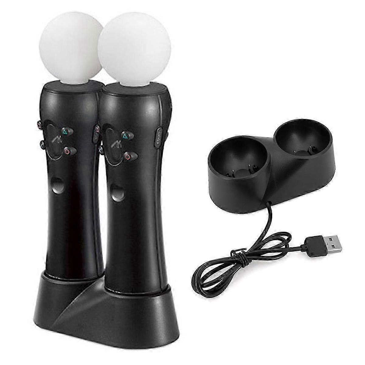 PS4 VR Move Motion Controllers with Dual Charger, Special Shape for Enhanced Gaming, Blackonly includes the charger base
