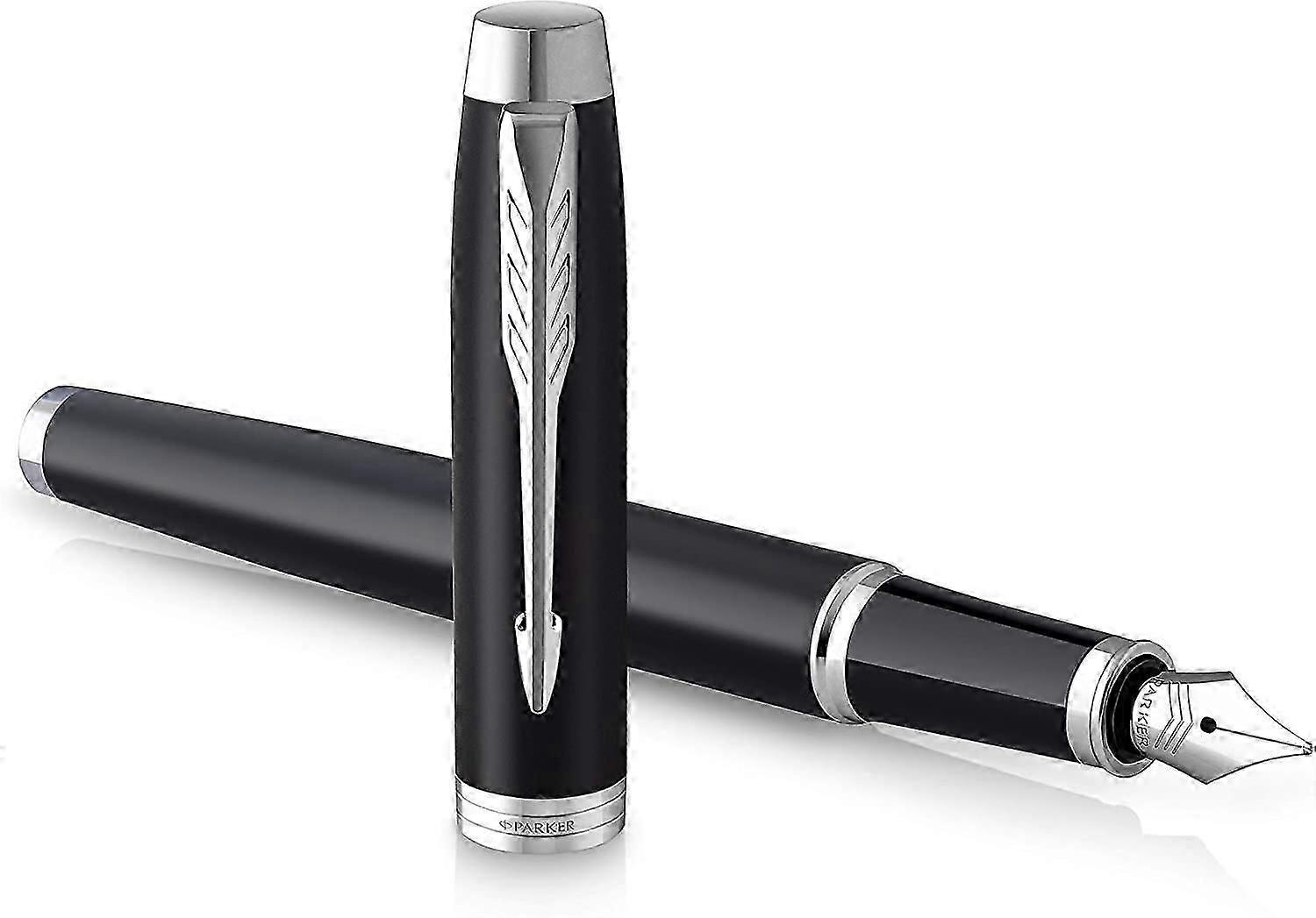 Fountain Pen | Matte Black with Chrome Trim | 0.5mm Medium Point