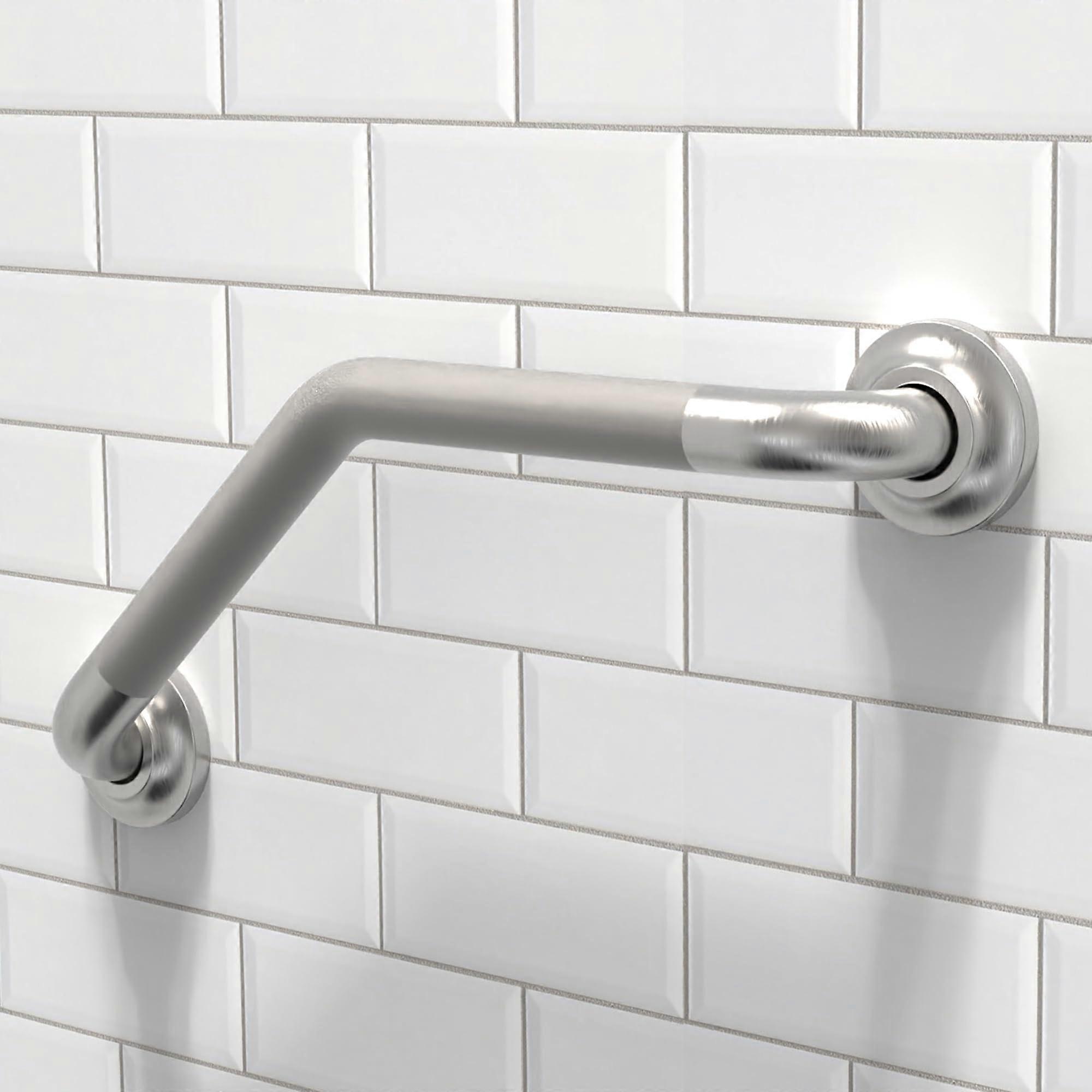 Decorative Angled Grab Bar for Stud Mount, ADA 500lbs Compliant Loading Capacity, Stainless Steel (Peened, 16 inches)