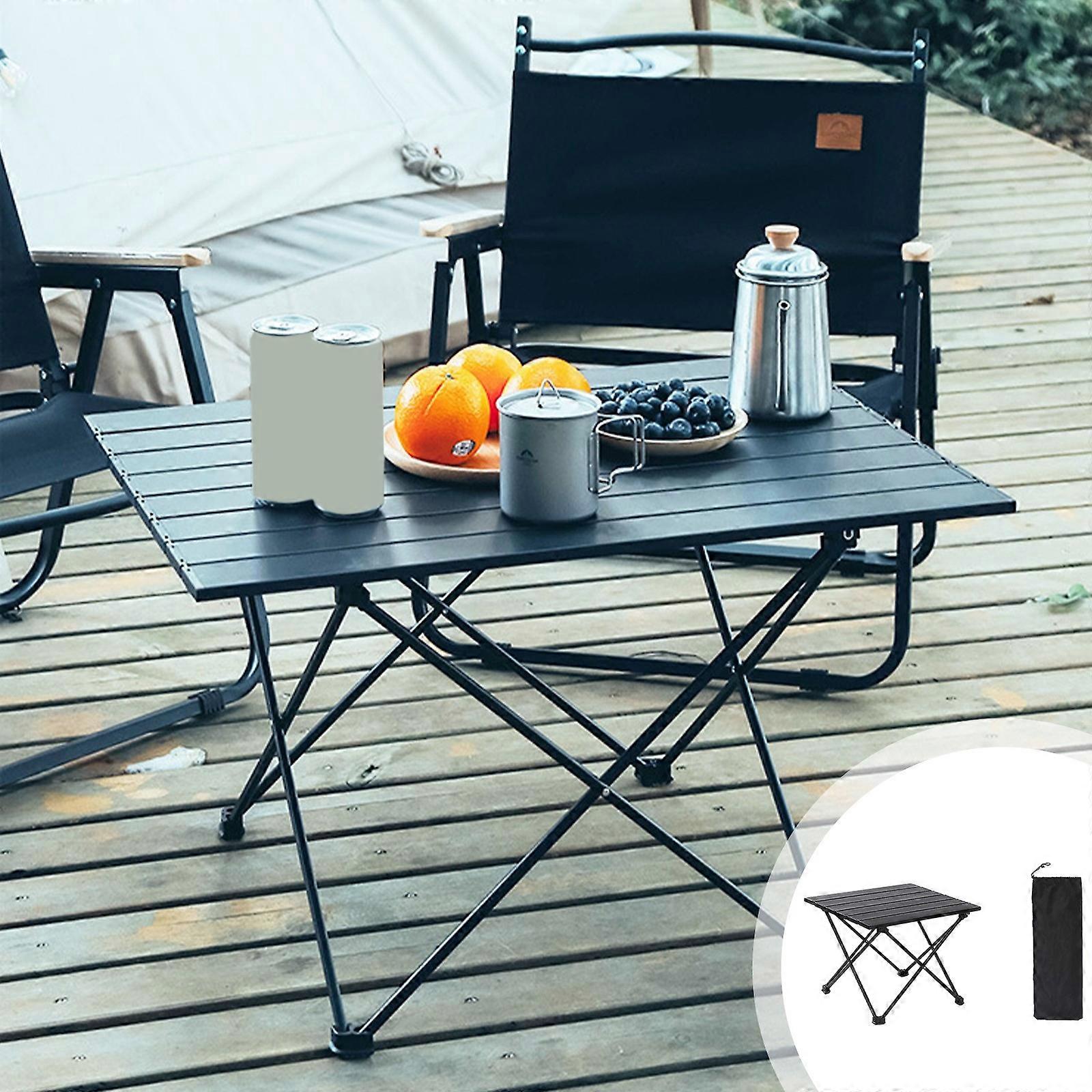 Outdoor tabletop folding table Iron portable roller shutter table with large capacity storage bag Outdoor mini folding table suitable for camping AAA