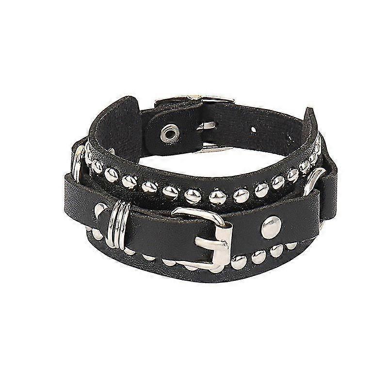 Mode Gothic Punk Unika Spikes Rivet Stud Wide Manschett Armband Läder Punk Gotisk Rock Bangle Armband Kvinnor Män Smycken