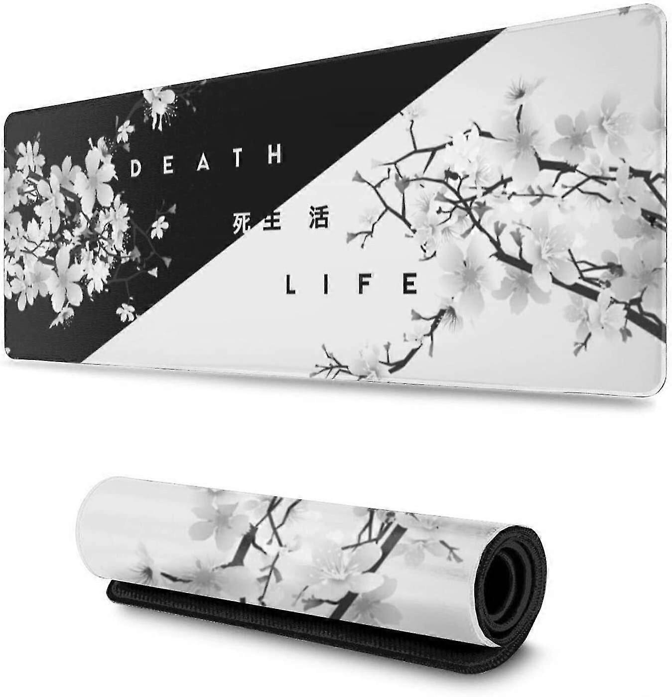 Black and white cherry blossom game mouse pad XL large mouse pad