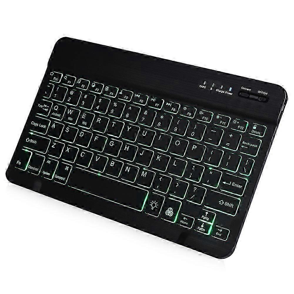 Ultra Thin Wireless Bluetooth Keyboard, Elegant Blue Led Backlight For Multiple Devices, Mechanical Scissors Keys Quiet Typing Experience Portable