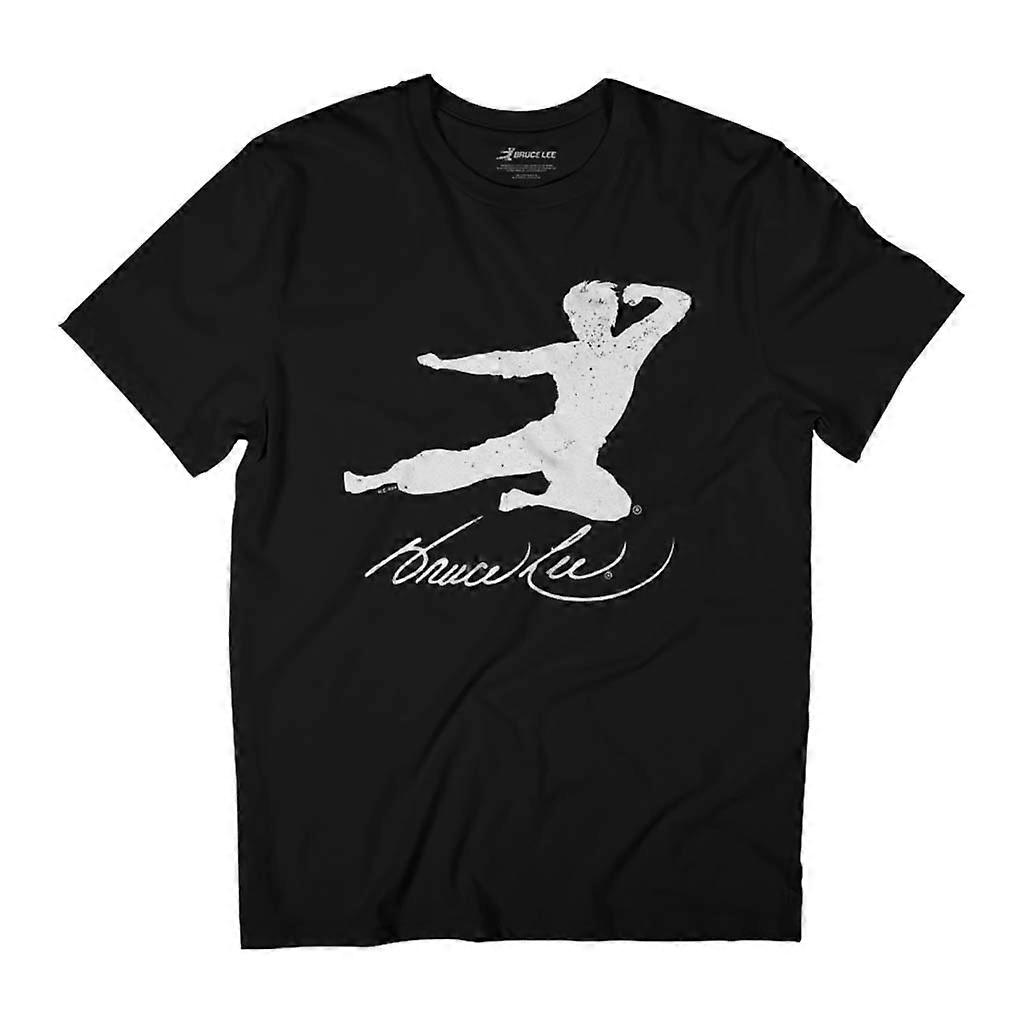 Bruce Lee Jumping Kick White Distressed Men's T-Shirt