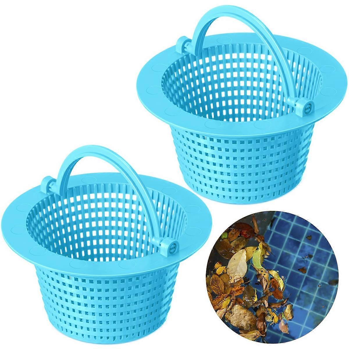 2Pcs Pool Skimmer Basket with Handle,Leaves Removal Swimming Pool Filter Replacement Basketfor Swim