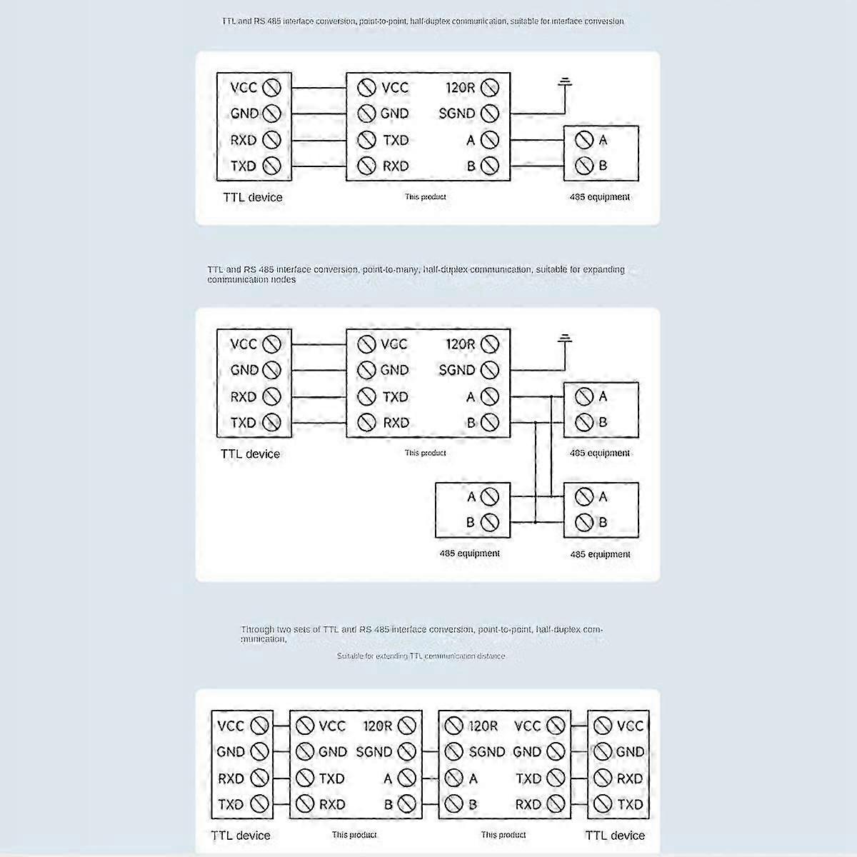 Convertitore di porte seriali isolate elettriche da TTL a RS485 con circuiti di protezione multipli isolati