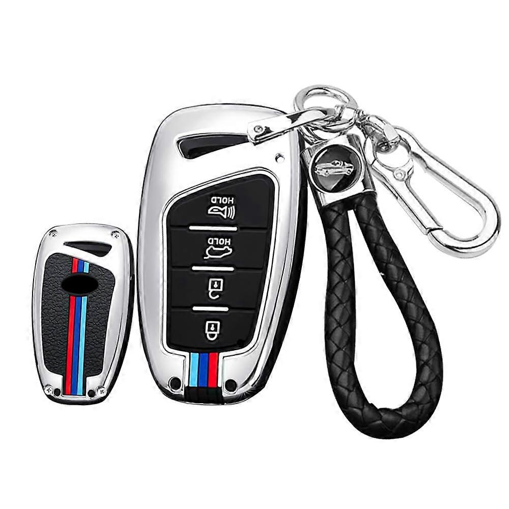 4 Button Key Fob Protector Silicone Shell Sleeve Compatible with Hyundai Models Metal Key Cover Durable Design