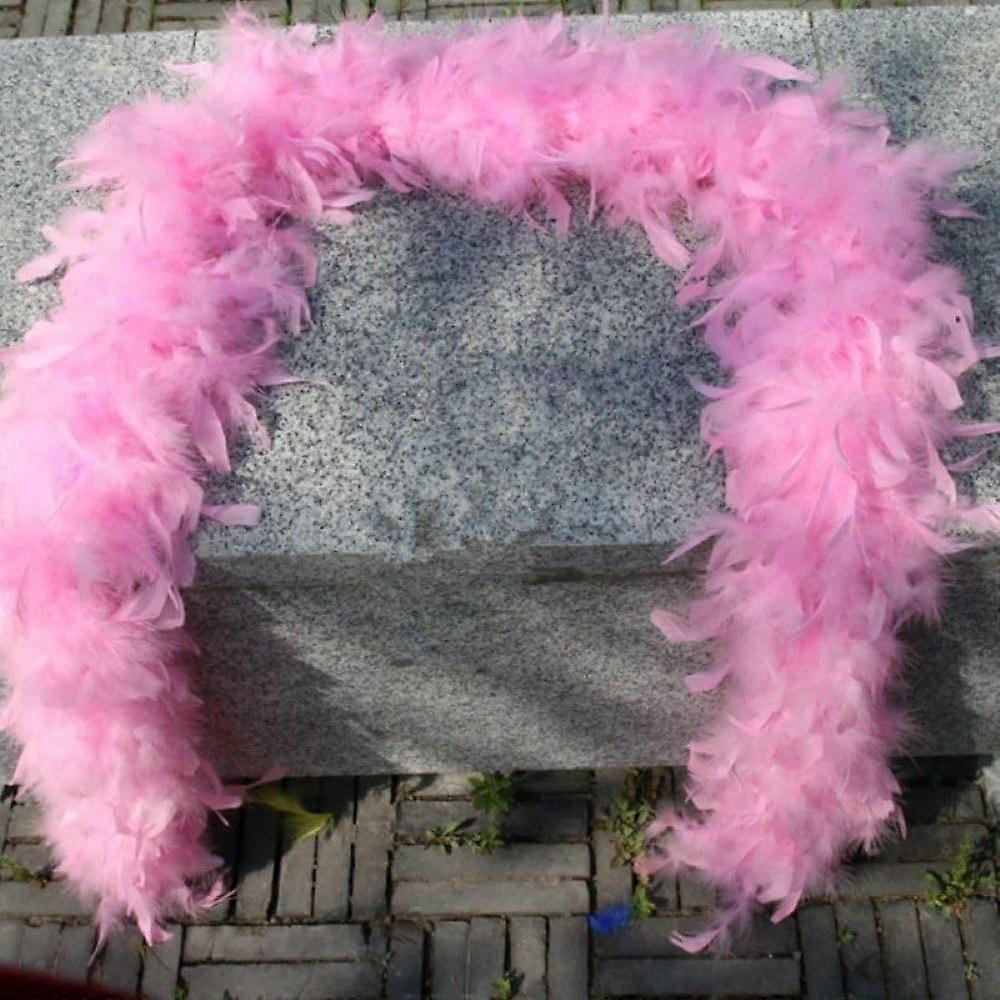 2 Meter Thick Chandelle Turkey Feathers Boa Trim Pink Marabou Scarf Party Dress Craft Decoration 80G