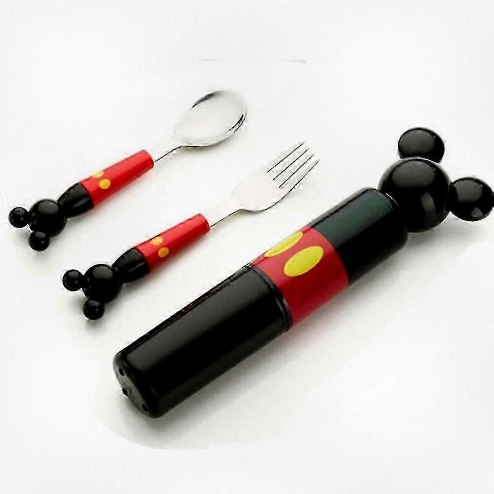 Children's Stereo Head Stainless Steel Fork Portable Boxed Set Tableware Suitable for Mickey