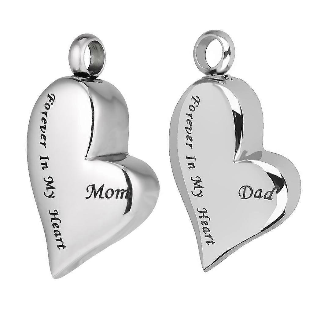 2pcs Stainless Keepsake Waterproof Memorial Pendant For