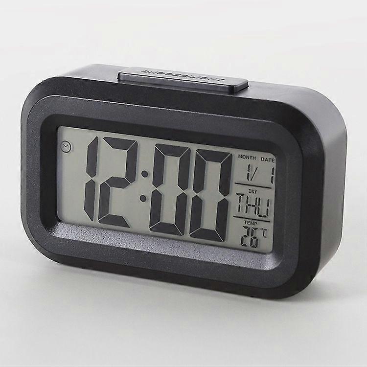 (Black) Alarm Clock, Battery Powered Clock, Dark Night Mode, 12/24 Hours, Wireless, Small Clock