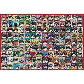 Puzzle 1000 Peças Crianças Grande Jogo de Quebra-cabeça Brinquedo Descompressão (Gato louco)