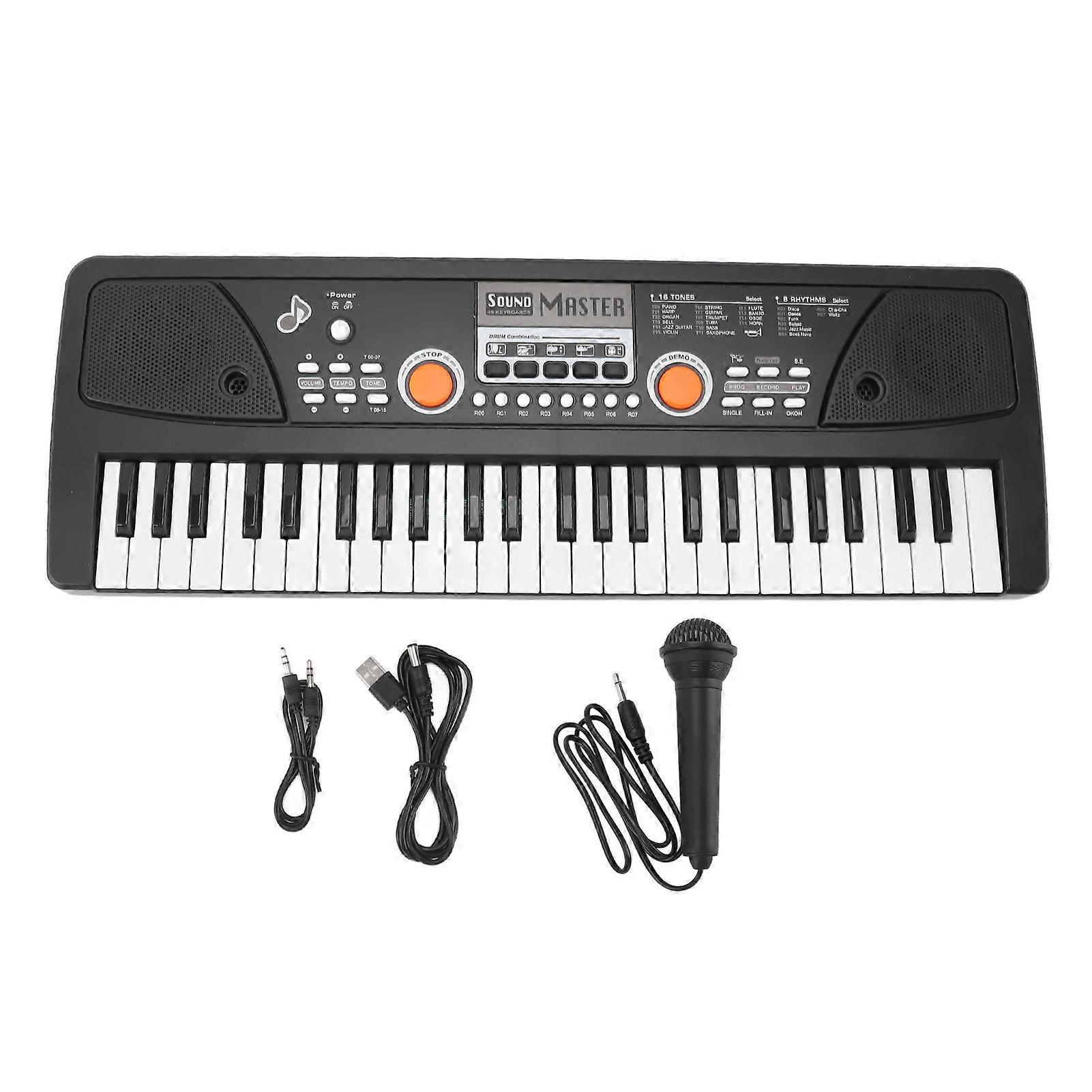 49 Key Electronic Keyboard Multi Functional Rechargeable Portable Digital Piano Keyboard with Microphone