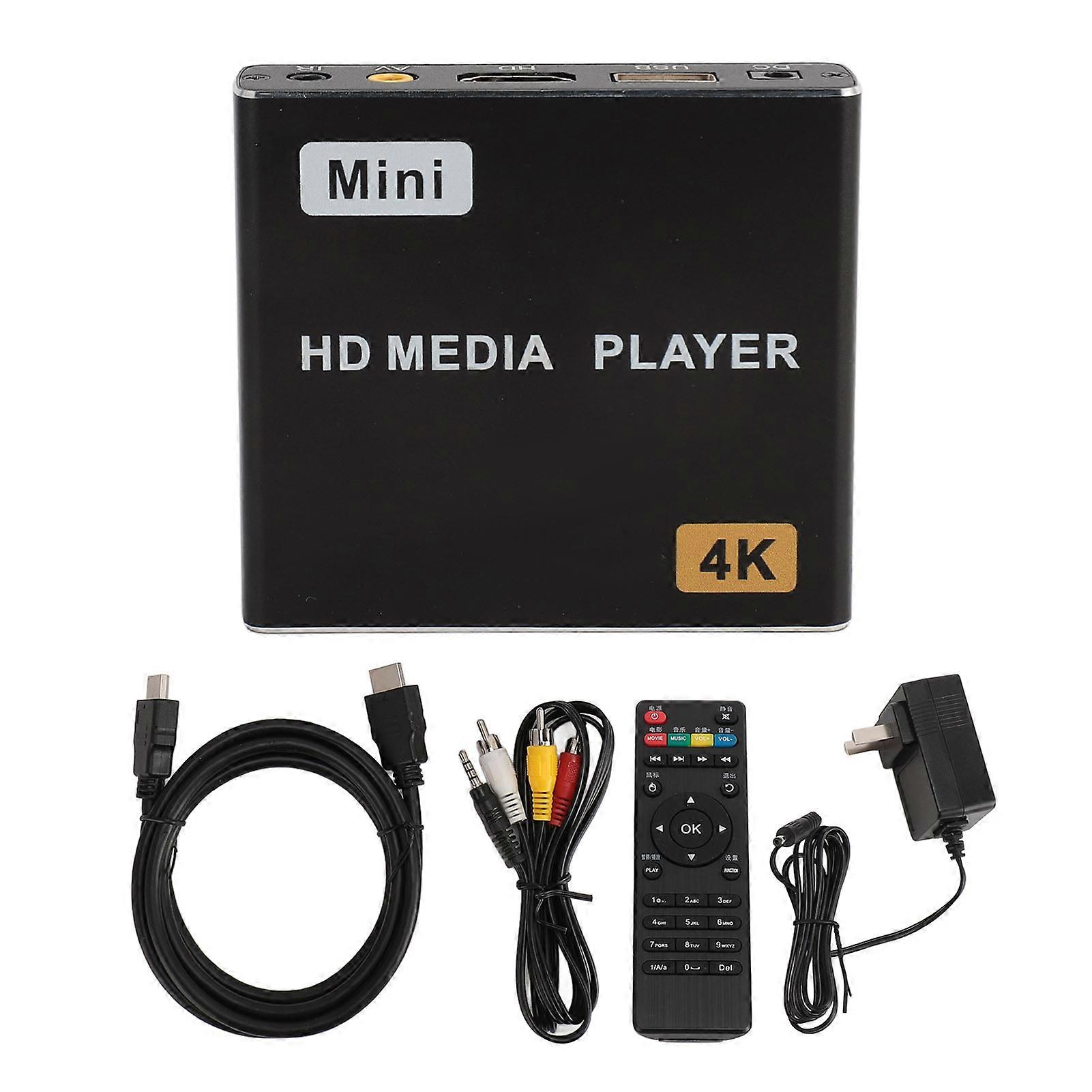 Mini 4K HD Media Player with Remote, Dual USB, H.265 Decoding, Full HD Output
