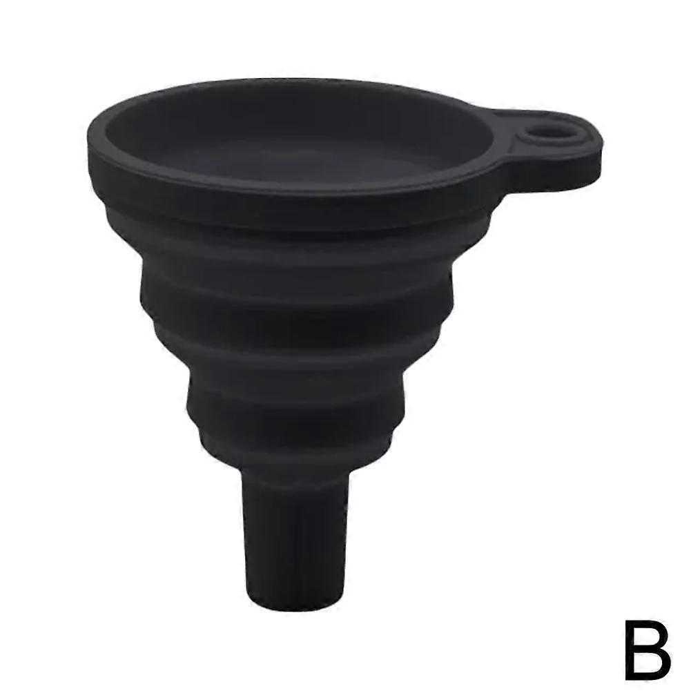 Black 20g (B)$Silicone liquid separation filter funnel portable foldable telescopic oil funnel mini round large silicone funnel