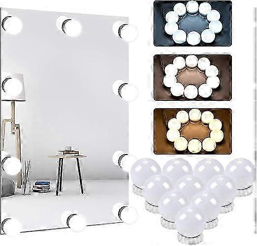 2023 NEW Adjustable Brightness Makeup Mirror with 2-14 LED Lights - Suitable for Various Brands - White (Light Bulb Only)