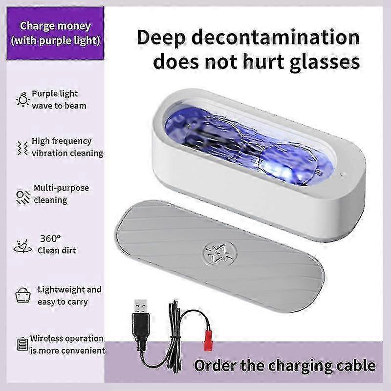 Rechargeable Ultrasonic Cleaning Device for 360-Degree Eyewear, USB Charging and Battery Operated