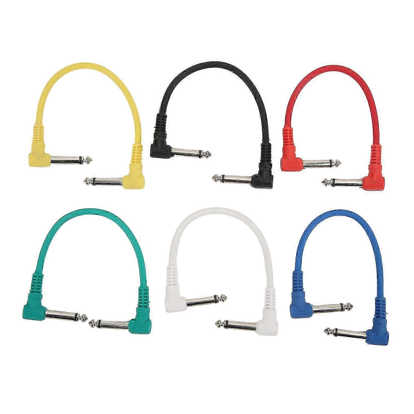 6Pcs Guitar Effect Cable Right Angle Universal Instrument Patch Cables for Pedals 6.35mm