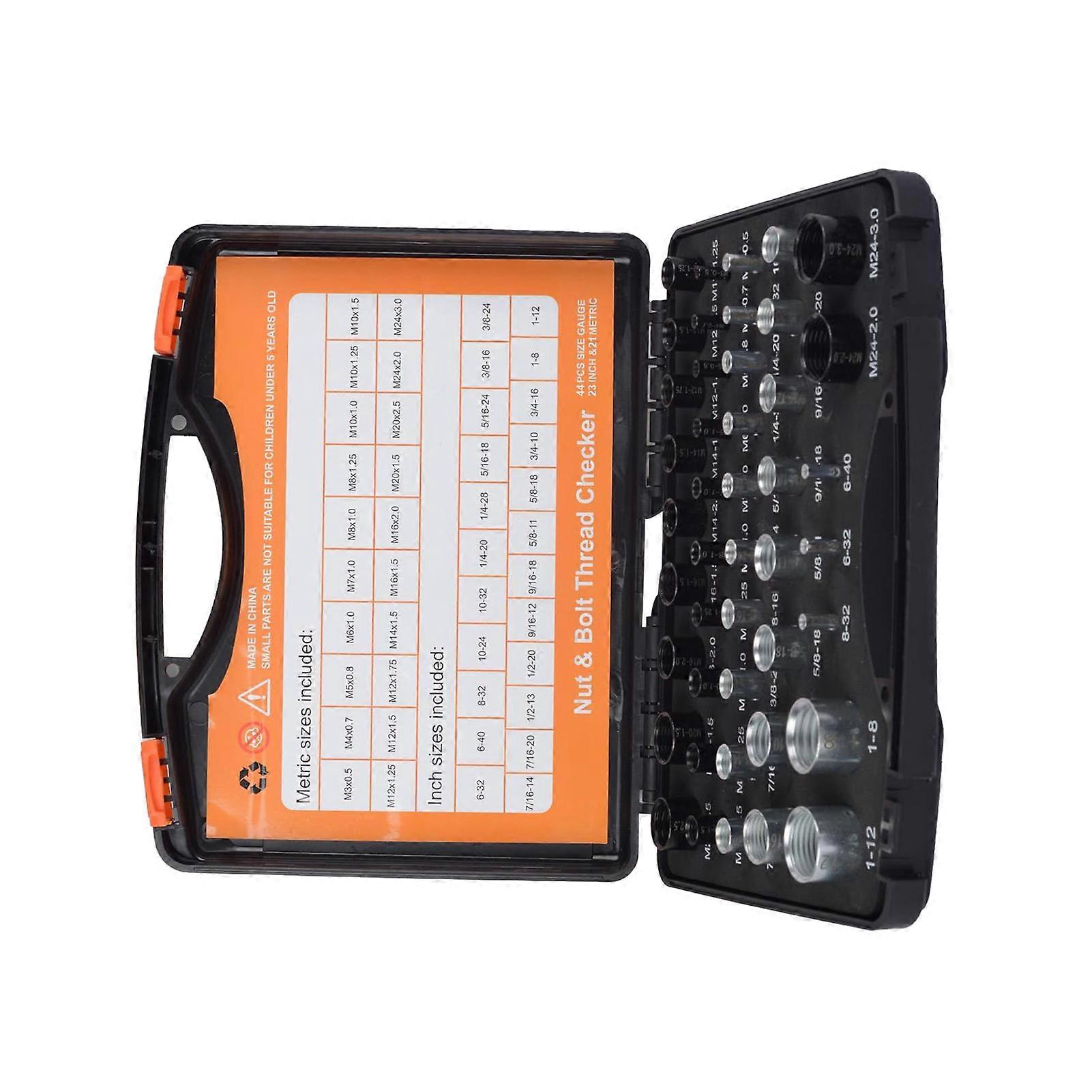 Thread Checker Set 23Pcs Imperial 21Pcs Metric Gauge Nut and Bolt Thread Size Identifier for Enclosed Areas Detection 