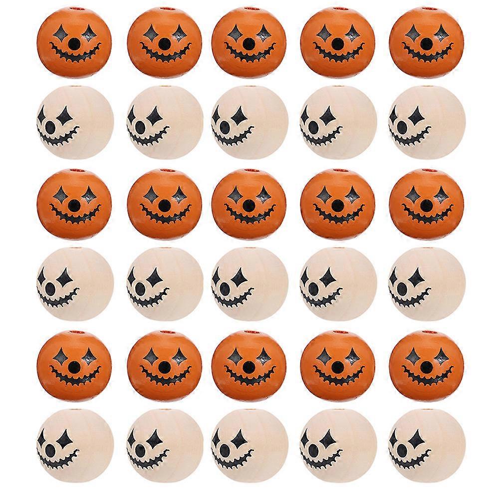 Colorful Wood Beads Wood Spacer Beads For Crafting Halloween Pattern Beads 2.5X2.5X2.5CM 60Pcs