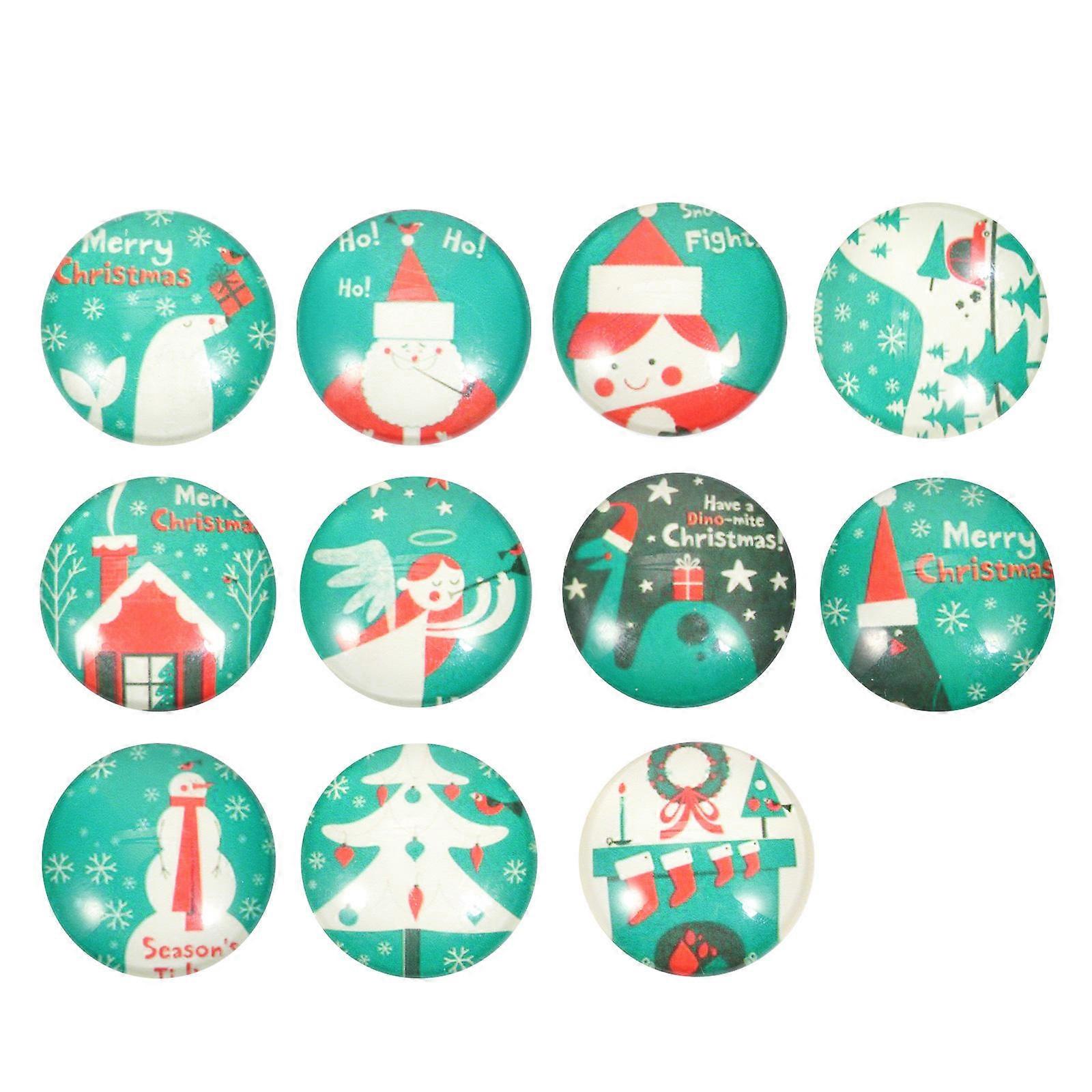 Glass Domes For Display Round Bezel Pendant Christmas Theme 2.5X2.5CM Diy Jewelry Making 50Pcs
