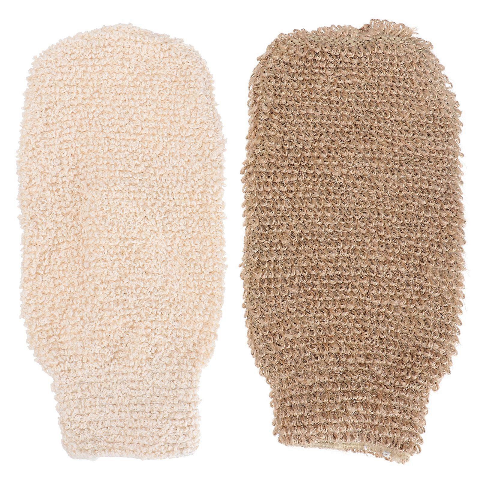 2PCS Jute Woven Scrub Bath Gloves Practical Bath Cleaning Gloves (2 Styles)
