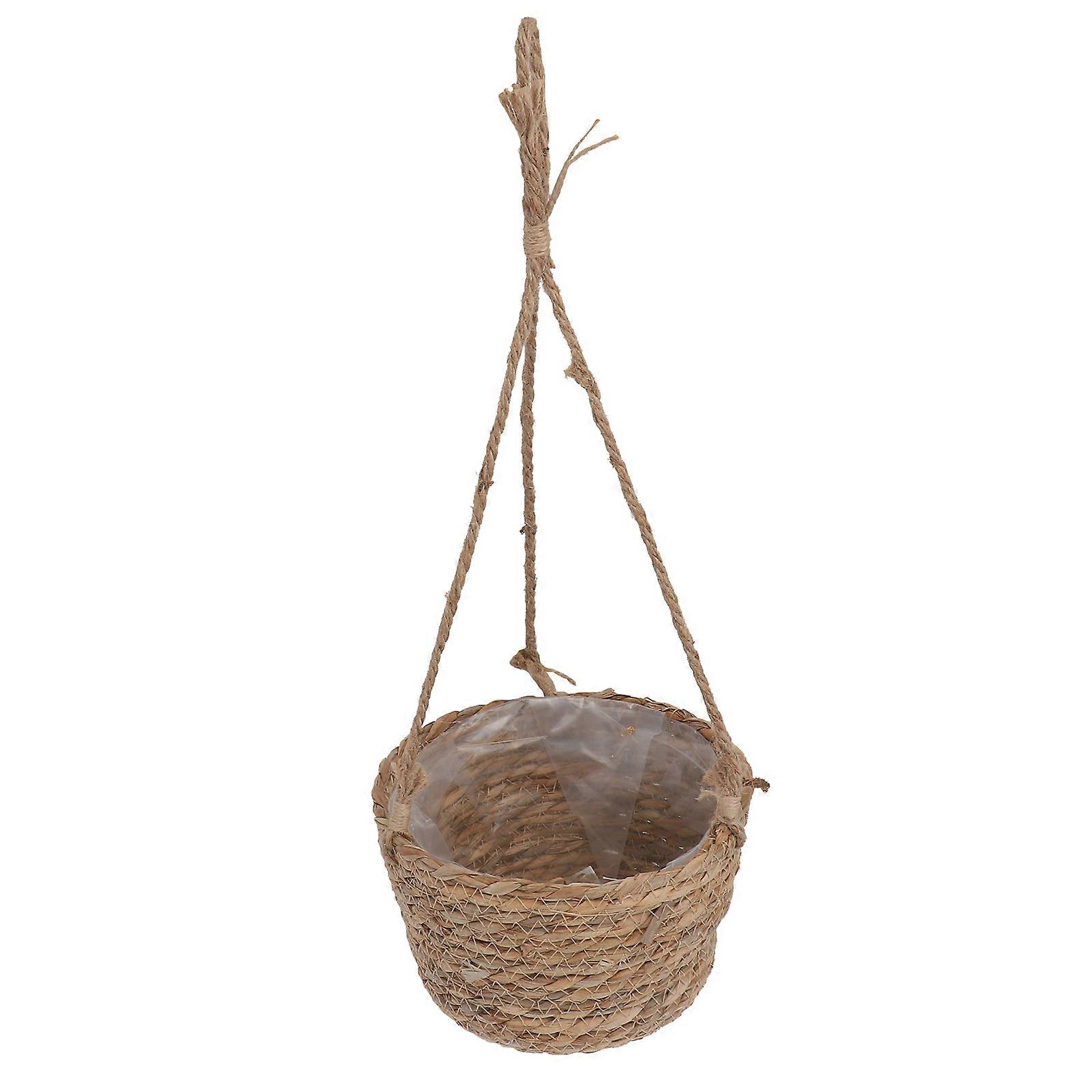 Handgemachter Korb Nordic Style Gewebtes Pflanzgefäß für Garten Khaki 20x13cm 1Set