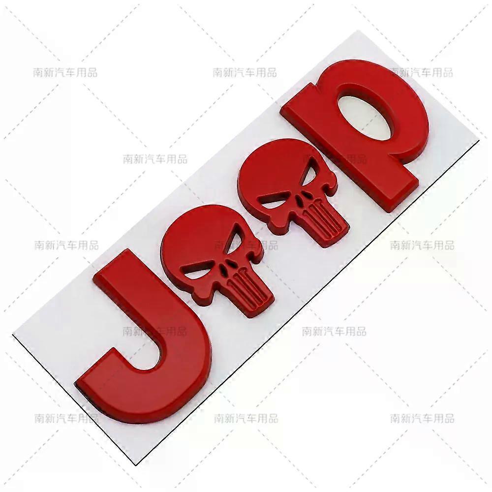 3D Metal Skull Rear Trunk Emblem Badge Sticker Decals Car Styling Accessories Suitable for Jeep Cherokee Wrangler Liberty Compass