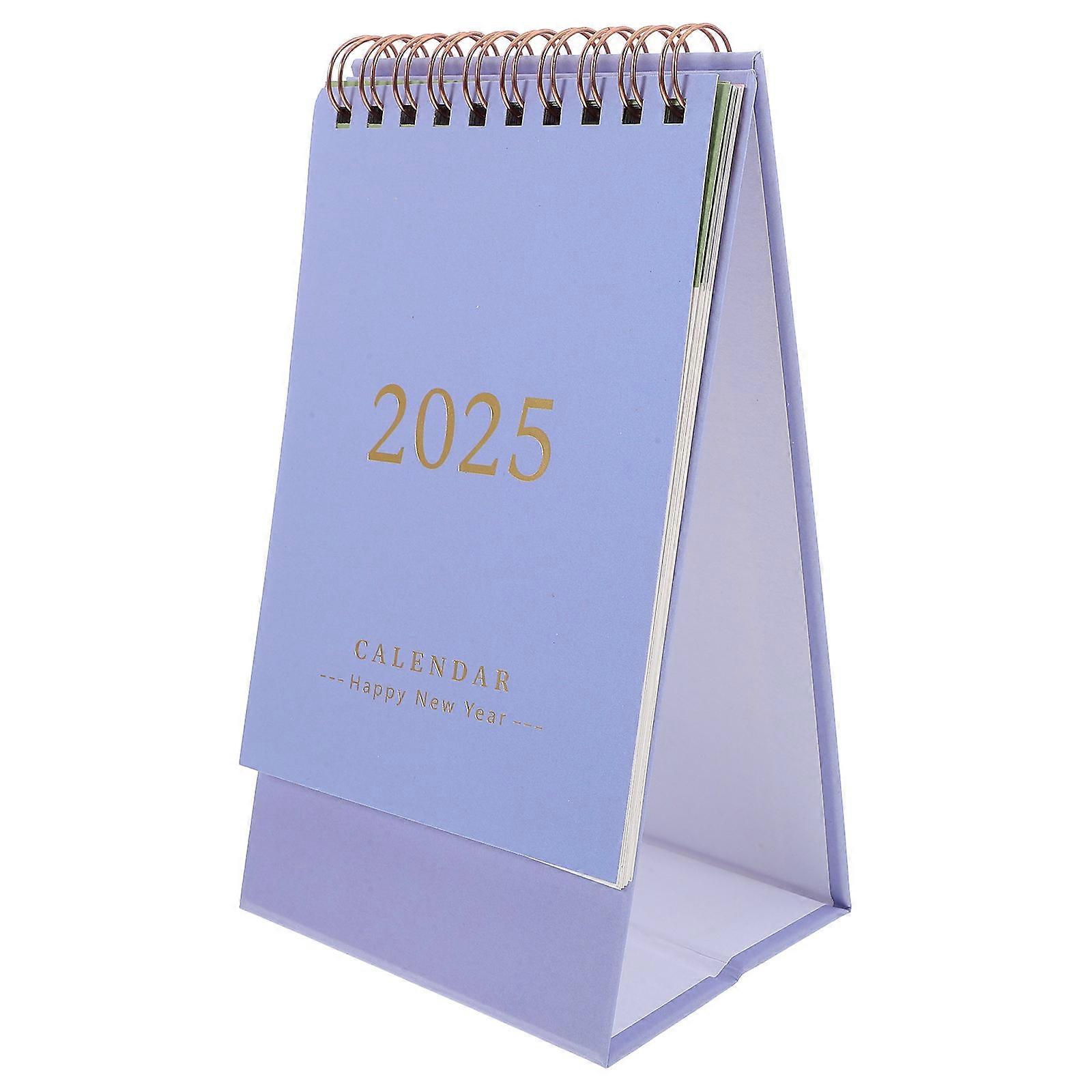 Multifunctional Desk Calendar Standing Flip Calendar Desk Decoration 360-Degree Flipping Pages Purple 1Pack