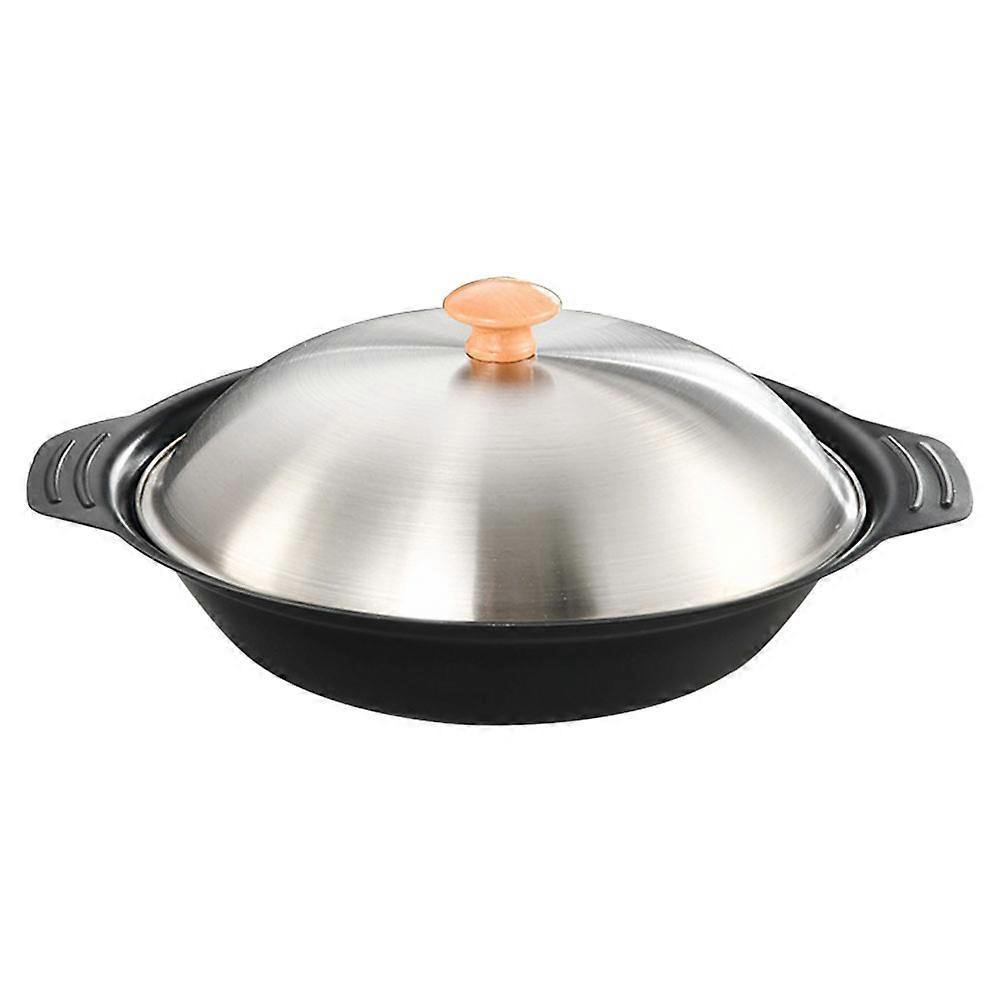 Double Handle Food Wok Iron Cooking Pot Compact Size Safe Carrying 1Set