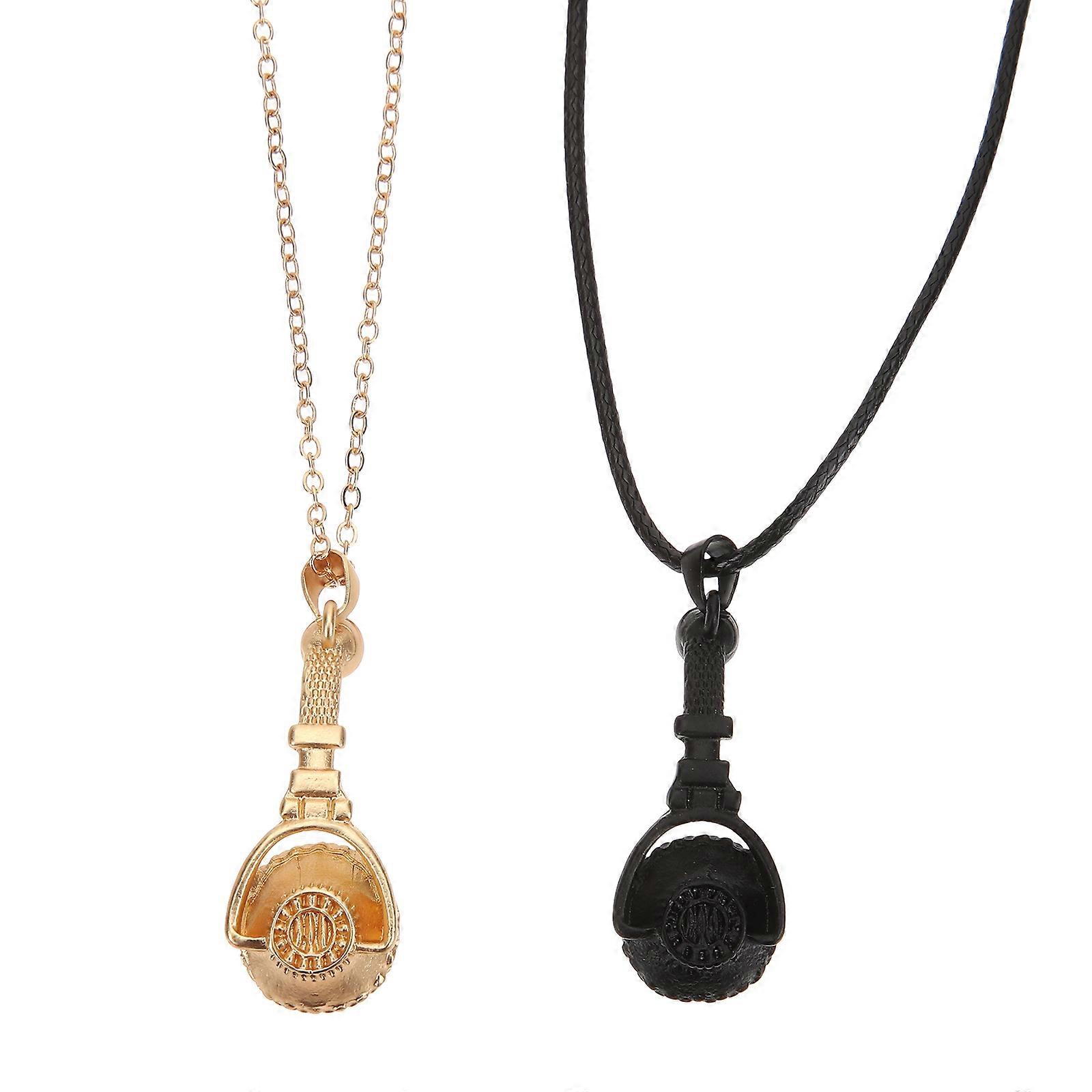 Couple Jewelry Matching Necklace Dull Gold Color Oval Shape Magnetic Closure 1 Pair