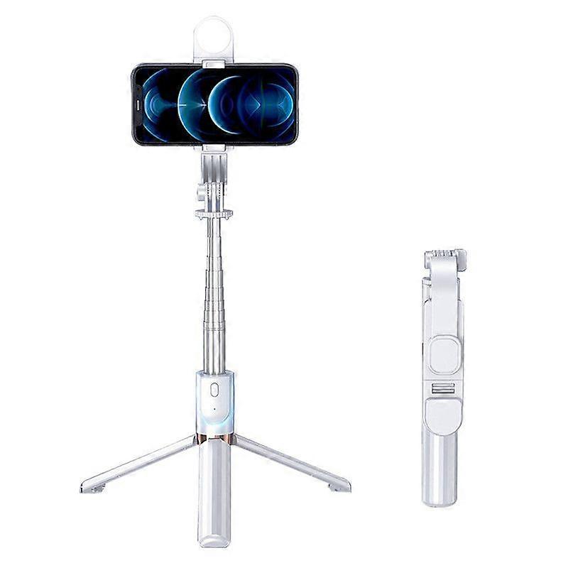 Multifunctional Selfie Stick with Fill Light, 131CM Retractable, White