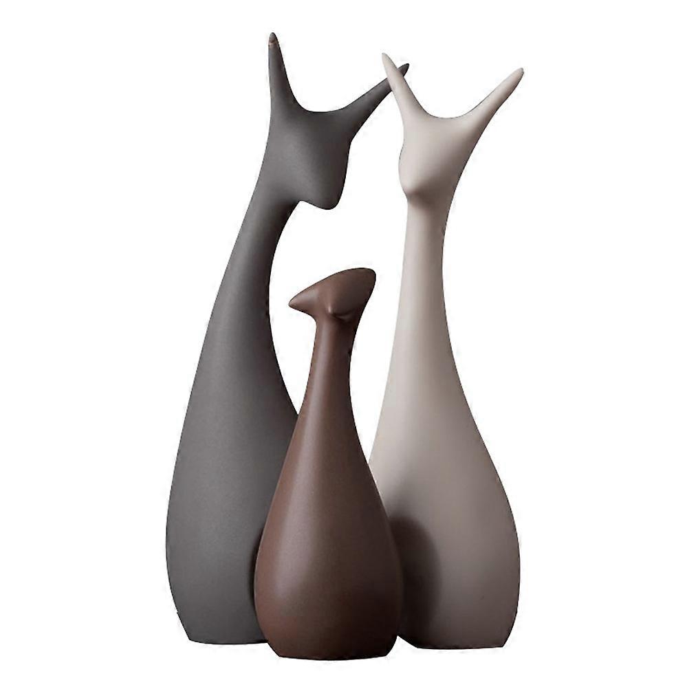 Ceramic Figurine Deer Shape Table Decoration Home Office Birthday 25*7 Cm 3Pcs