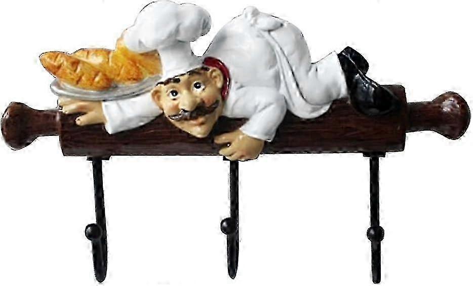 Cute Chef Decor for Kitchen - Bread Figurine with Wall Hooks & Oven Gloves Set