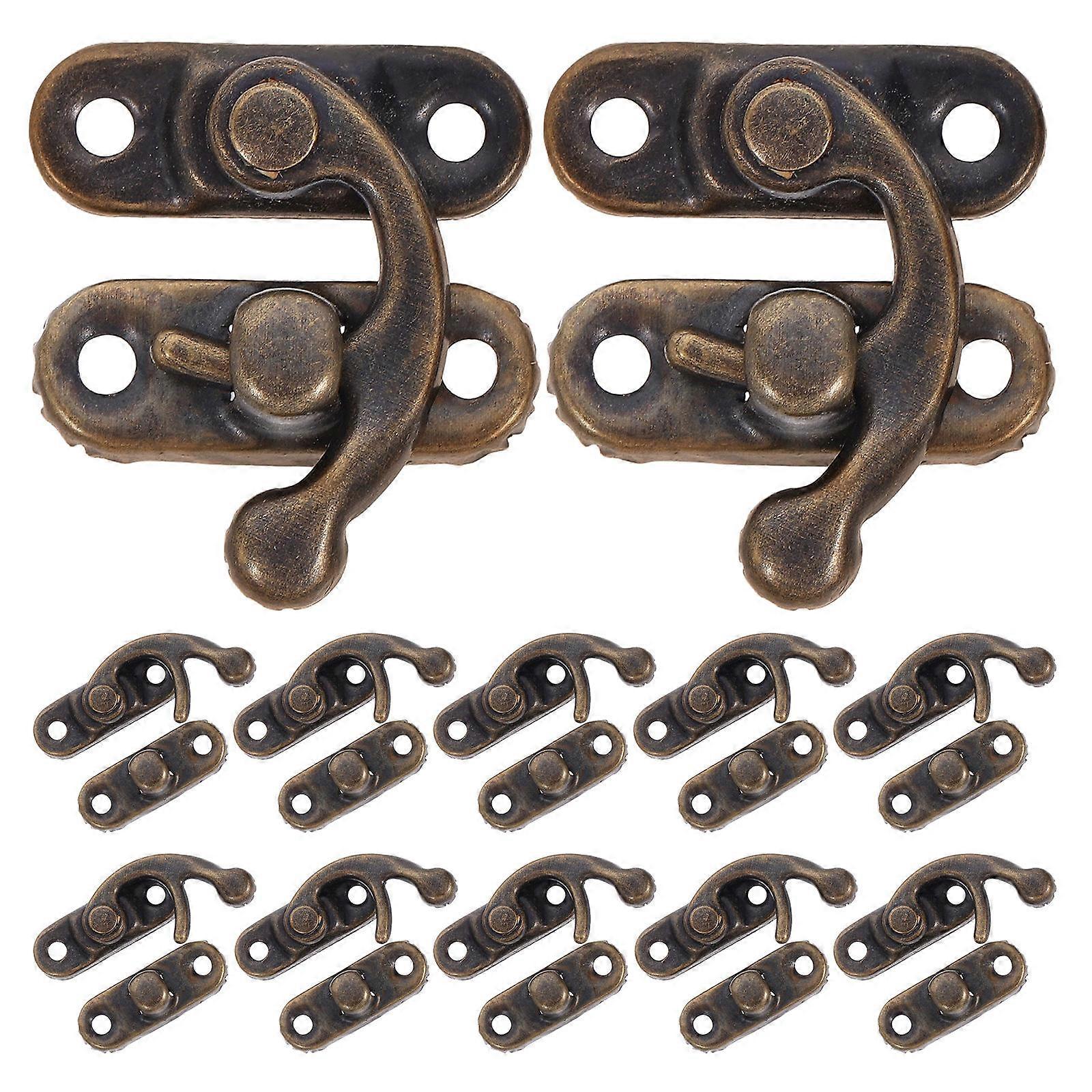 20pcs Antique Right Hook Latch Bronze Closure Durable Hasp for Wooden Boxes, Cabinets & DIY Projects – Versatile Design for Jewelry Cases & Crafting