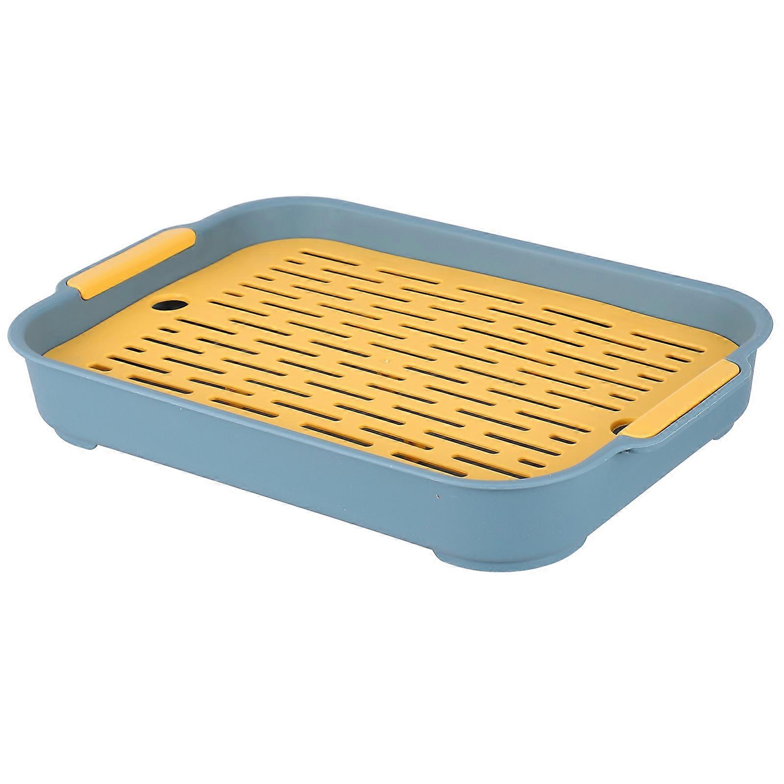 Cup Drainer Tray Water Filter Tray Deep Sea Blue Color For Kitchenware 10.6X7.3X1.6in 1Pc