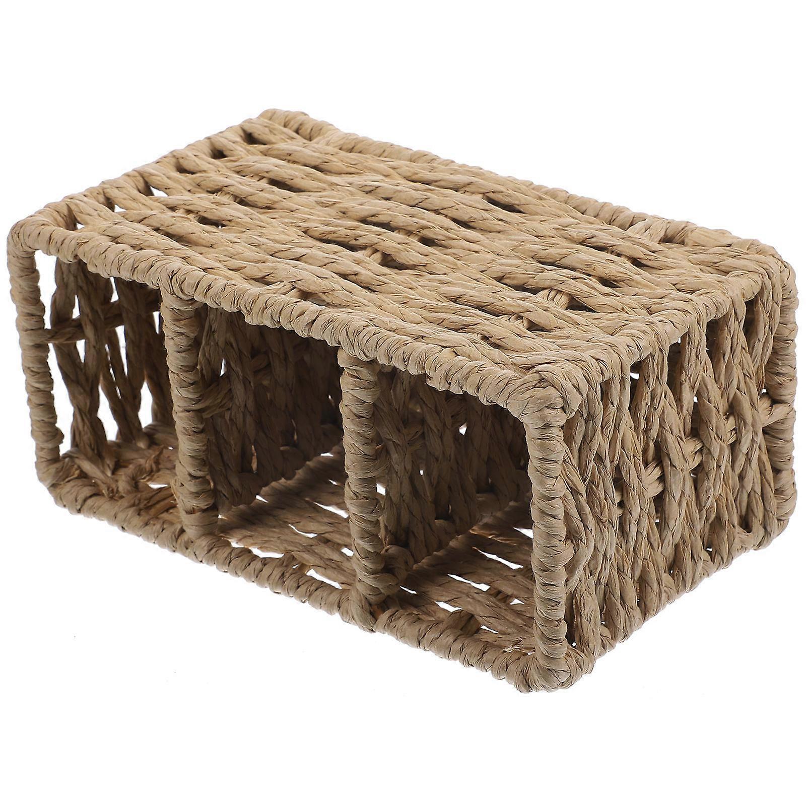 Cutlery Basket Utensil Storage Organizer Kitchen Use Rectangular Beige 17X10CM Tableware Organizer 1Pcs