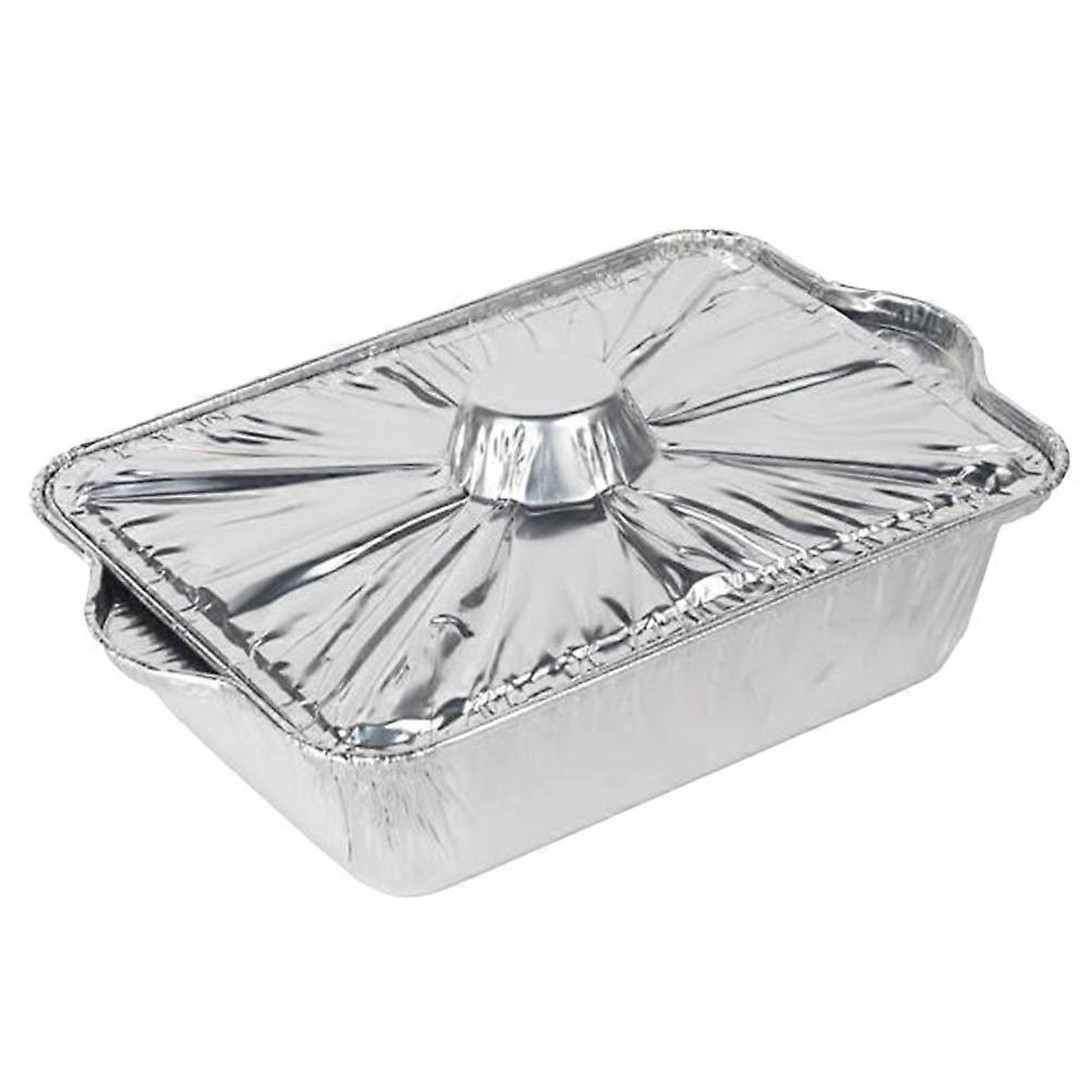 Aluminum Pan with Lid Foil Baking Pans for Picnic Square 11.8X7.5X2.8in Non-stick Surface 1Pack