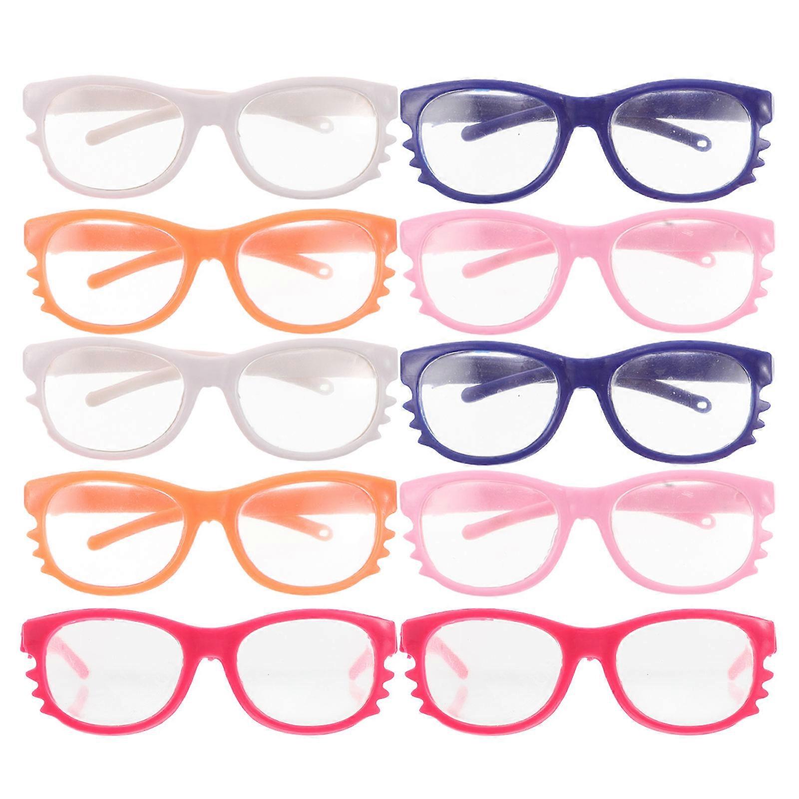 Kids Role-Playing Doll Glasses Stylish Tiny Round Plastic Eyewear For 18 Inch Dolls Playtime Costume Play 10Pcs