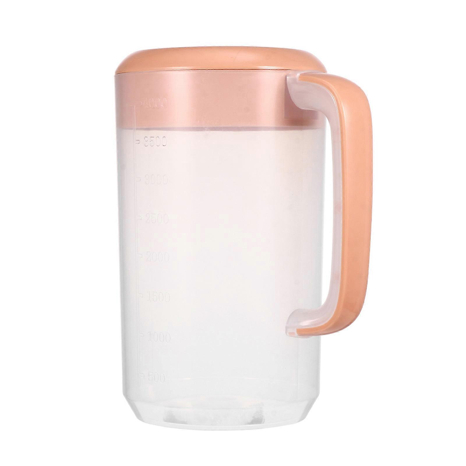 Large Water Jug Cold Water Bottle Heat-Resistant for Dinner 4L Pink Square Portable with Handle 1Pack