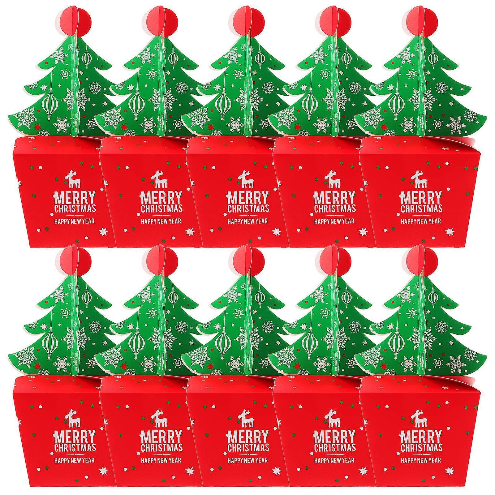 Holiday Party Candy Box Christmas Design Rectangular Cookie Holder Multi-Colored 10Pcs