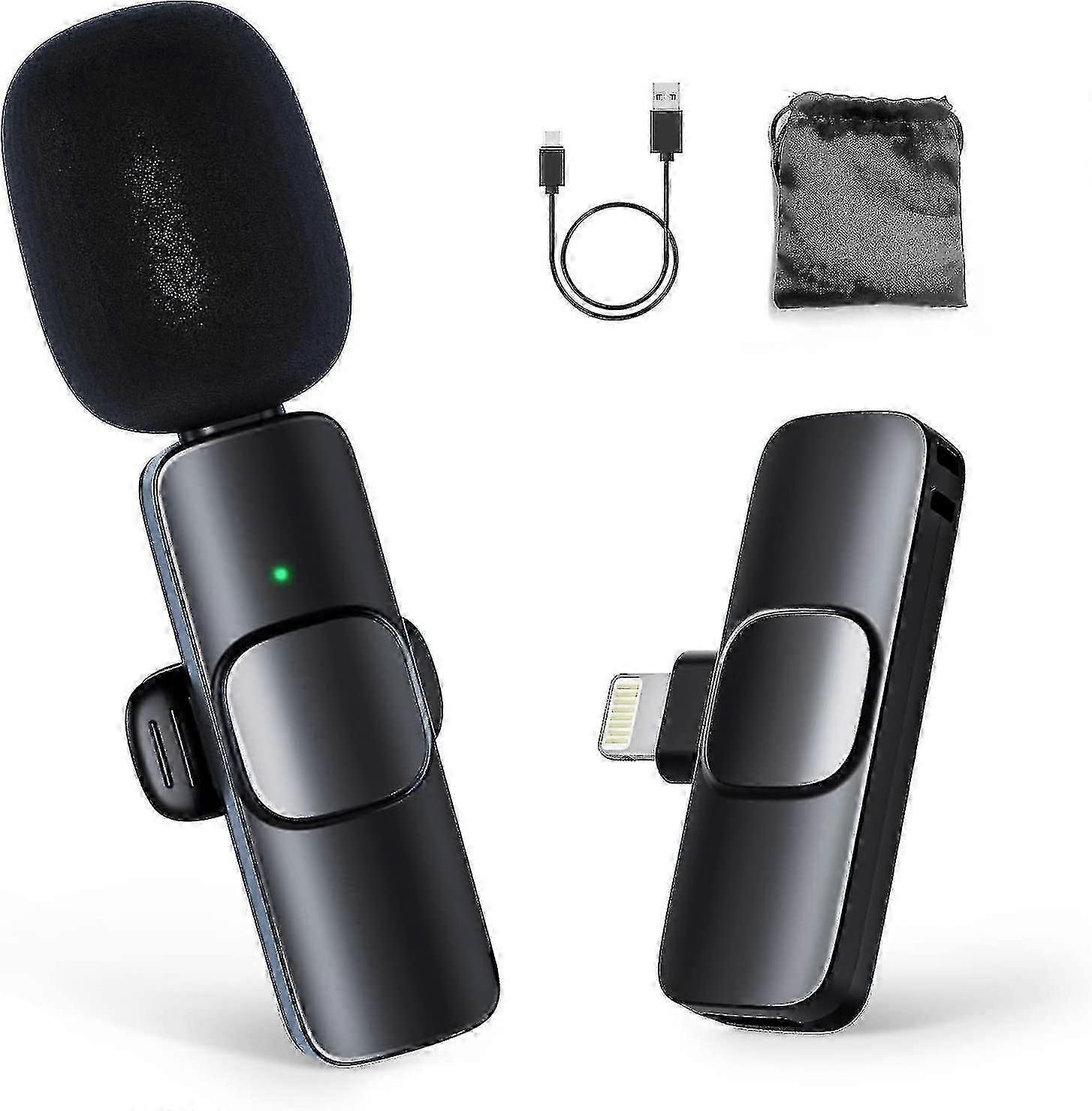 Kablosuz Yaka Mikrofonu, 2.4ghz Kablosuz Yaka Mikrofonu (yıldırım Adaptörü), 1 Verici ile Iphone, Ipad, Vlog, Youtube için 1 Alıcı