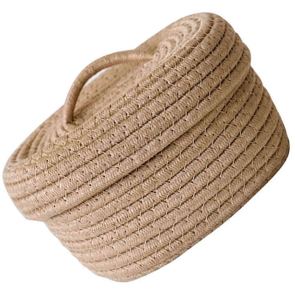 Rustic Woven Cotton Rope Storage Basket with Lid – Multi Functional for Home Organization, Snacks, Cosmetics, Desktop, Bookshelves, and Wardrobes