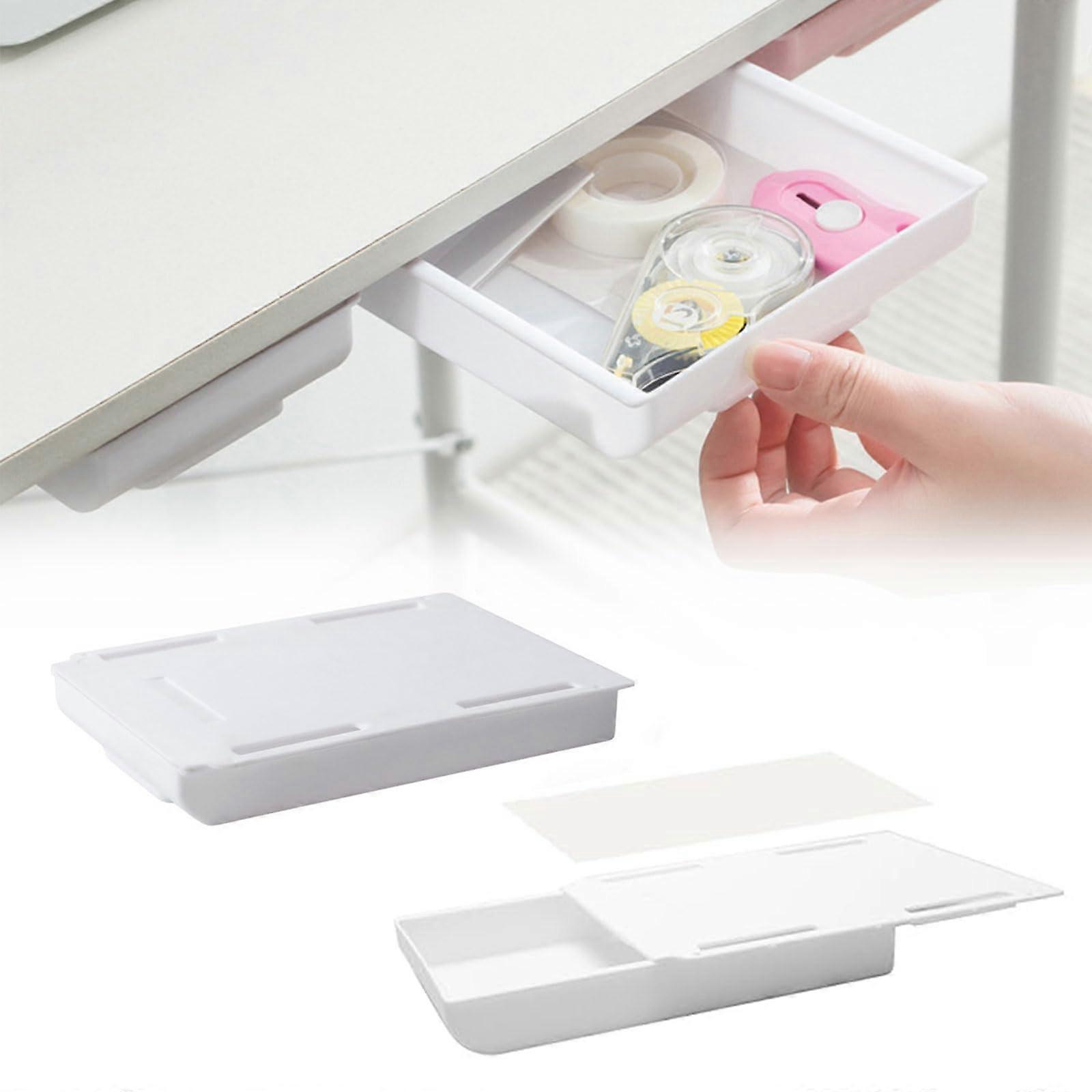 Drawer Under Desk Self-Adhesive Hidden Drawer Organizer 22 cm x 15.5 cm x 3 cm Pack Of 2