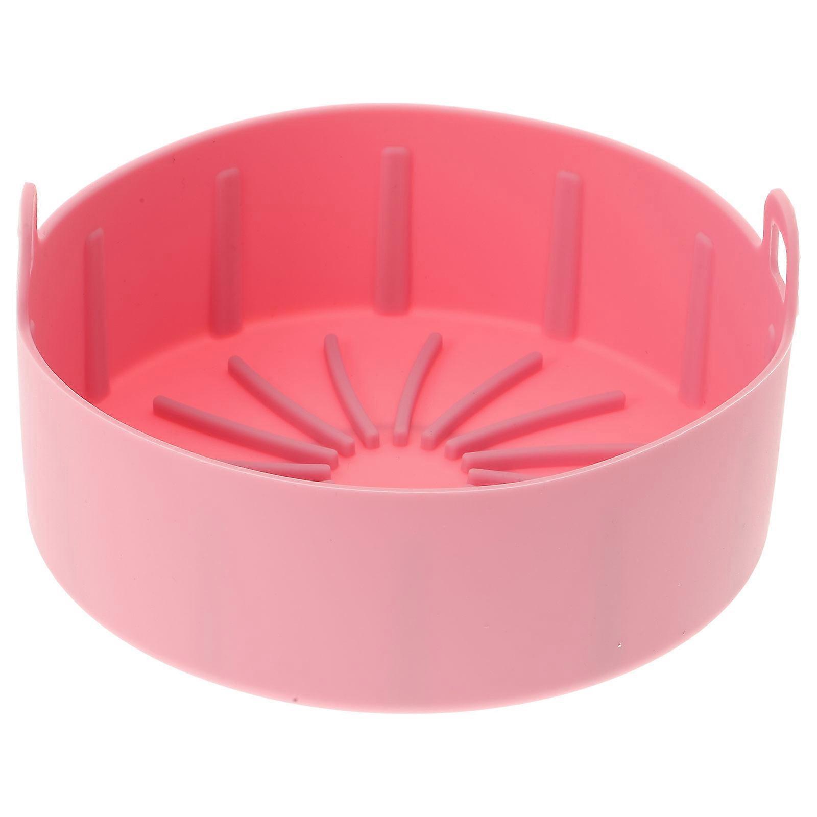 Pink Silicone Food Basket for Microwave Use with Upward Arc Bottom Stable NonSlip 1pc