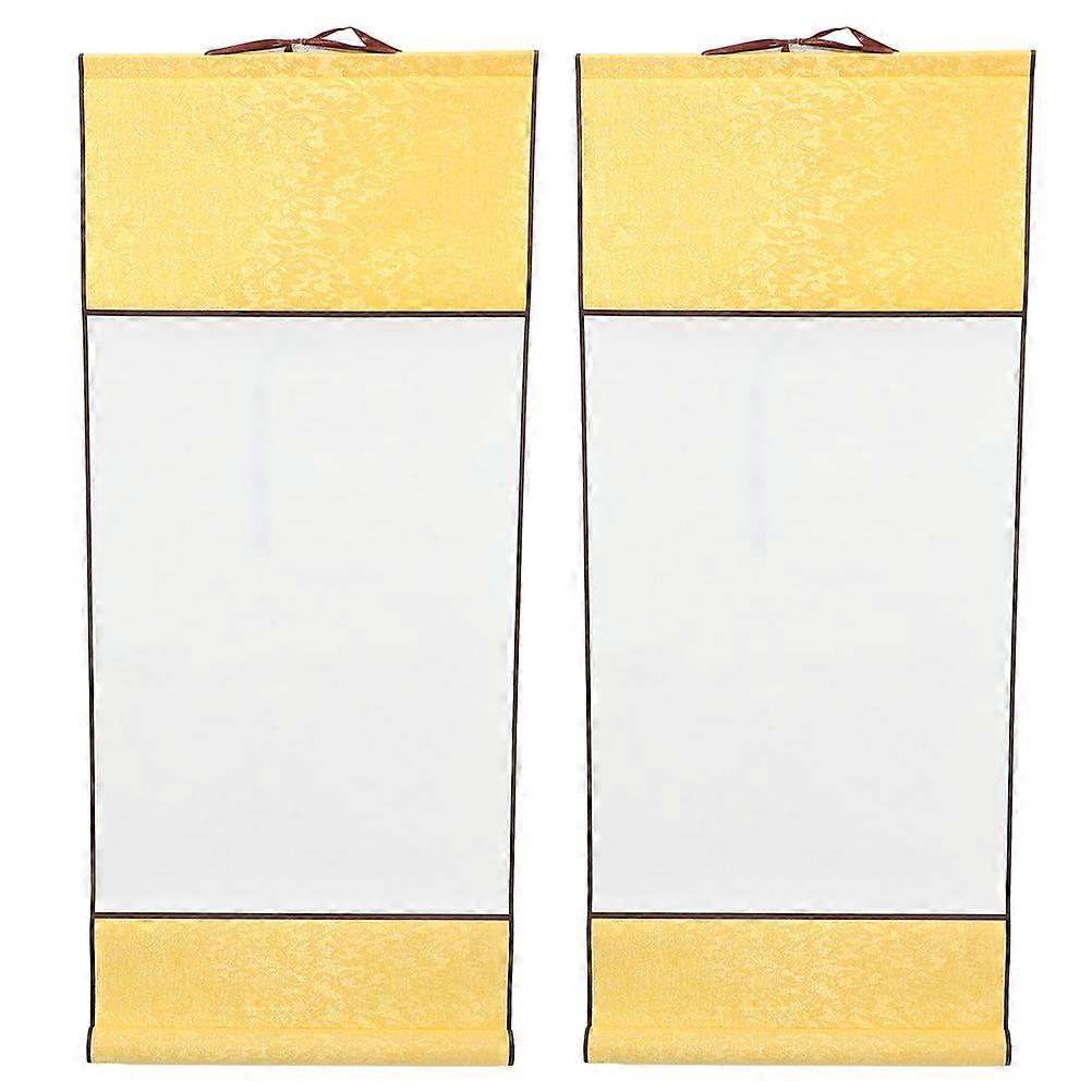 Chinese Paper Scroll Calligraphy Art Scroll Home Decoration 75.00X32.00X0.10CM Calligraphy Writing 2Pack