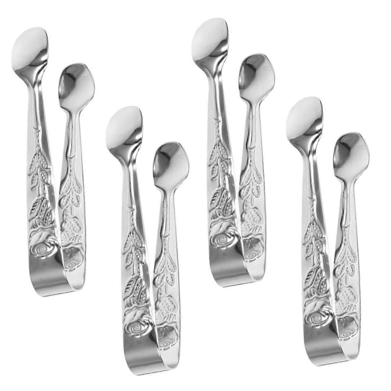 Stainless Steel Ice Cube Tongs Set Of 4 Sugar Cube Tongs Biscuit Tongs Dishwasher Safe Ideal For Ice Cream And Snacks