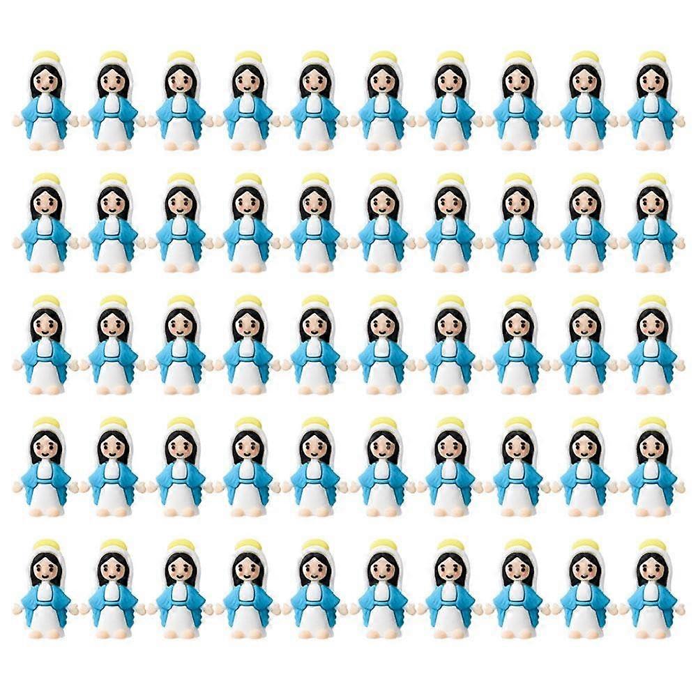 Miniature Statues of Mary, PVC Religious Figures, 50 Blue Easter and Christmas Decorations, T6v5 Style