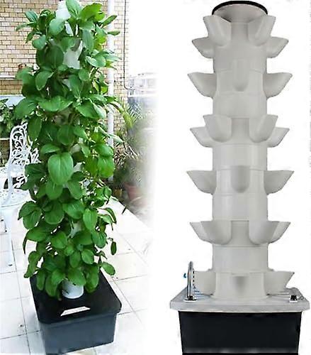 Hydroponic Culture Tower, 6Layer Vertical Growing System for 30 Plants with Pump and Tank Adapter, Indoor Hydroponics Gardening