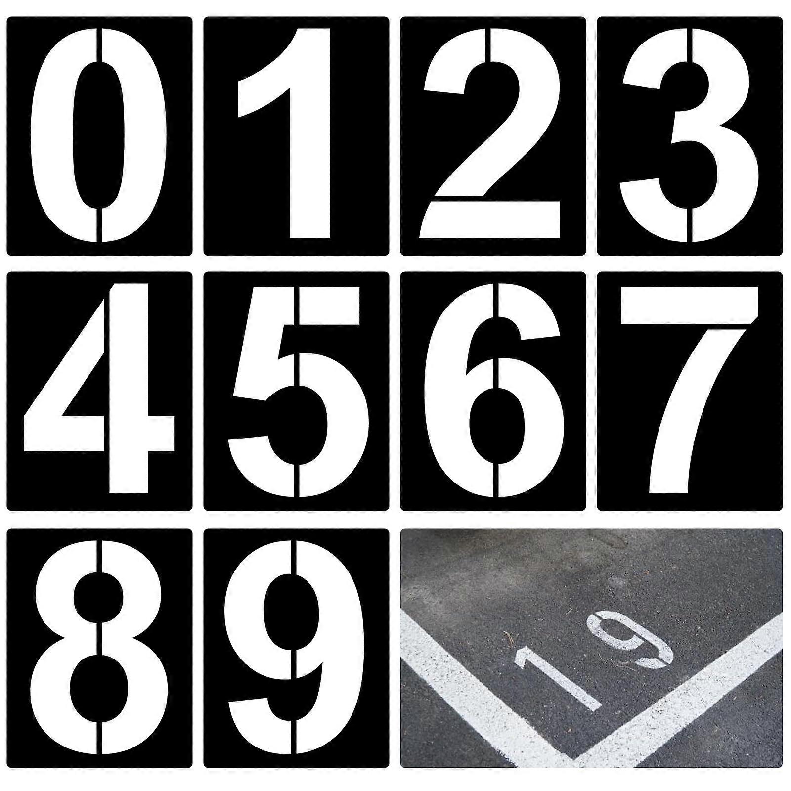 Pack of 10 Numbers Stencils, Large, Reusable Plastic 09 for Marking (20cm 8in)